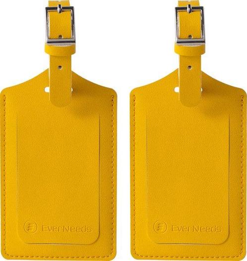 Tweedekans | EverNeeds Bagagelabel - PU Leer - Geel - 2, Sieraden, Tassen en Uiterlijk, Koffers, Zo goed als nieuw, Ophalen of Verzenden