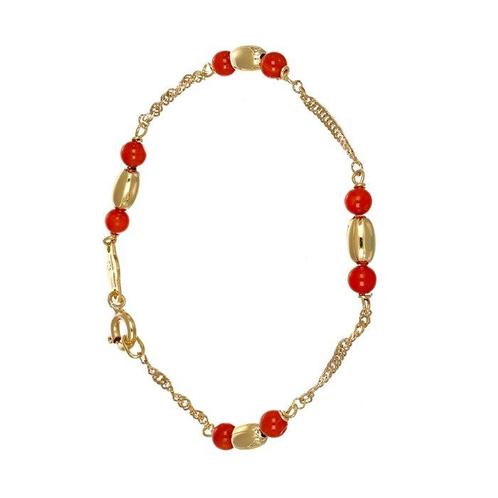 Armband - 18 karaat Geel goud Koraal, Sieraden, Tassen en Uiterlijk, Armbanden