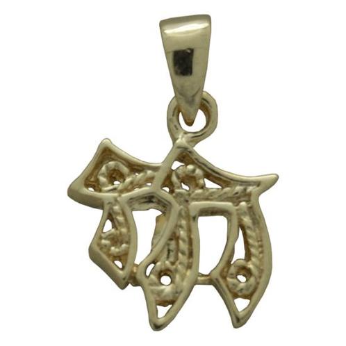 Chai hangertje, mooi zilver met geelgoud verguld Chai (le..., Sieraden, Tassen en Uiterlijk, Kettinghangers, Verzenden