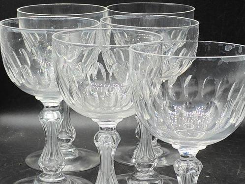 Val Saint Lambert - Wijnglas (6) - Olijf - Kristal, Antiek en Kunst, Antiek | Glas en Kristal