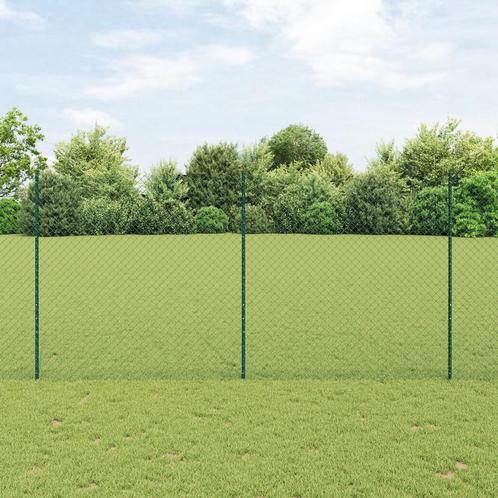 vidaXL Kettinglink Schutting met 10 U Palen Groen 1,5x10 m, Tuin en Terras, Schuttingen, Nieuw, IJzer, Verzenden
