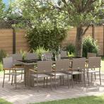 vidaXL Tuin Eetset 11 pcs Grijs Poly riet, Verzenden, Nieuw, Rotan