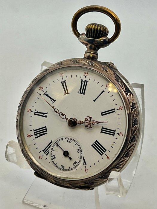 Cilindro Argento . Remontoir . 6 Rubis - 1850-1900, Sieraden, Tassen en Uiterlijk, Horloges | Heren