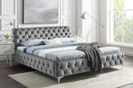 Designbed MODERN BAROK 160x200cm grijs fluweel Chesterfield, Huis en Inrichting, Ophalen of Verzenden, Nieuw