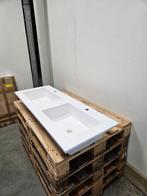 Wastafel 120 x 46 cm mat wit 2 bakken en 2 kraangaten, Nieuw, Ophalen of Verzenden