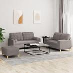 vidaXL 3-delige Loungeset met kussens stof taupe, Huis en Inrichting, Banken | Bankstellen, Verzenden, 150 tot 200 cm, Nieuw, Stof