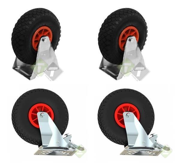 2x Zwenkwiel Met Luchtband En Rem - 2x Bokwiel Met Luchtband, Doe-het-zelf en Verbouw, Zwenkwielen, Nieuw, Ophalen of Verzenden