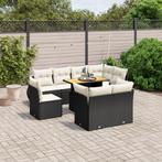 vidaXL 9-delige Loungeset met kussens poly rattan zwart, Tuin en Terras, Tuinsets en Loungesets, Verzenden, Nieuw, Rotan, Loungeset