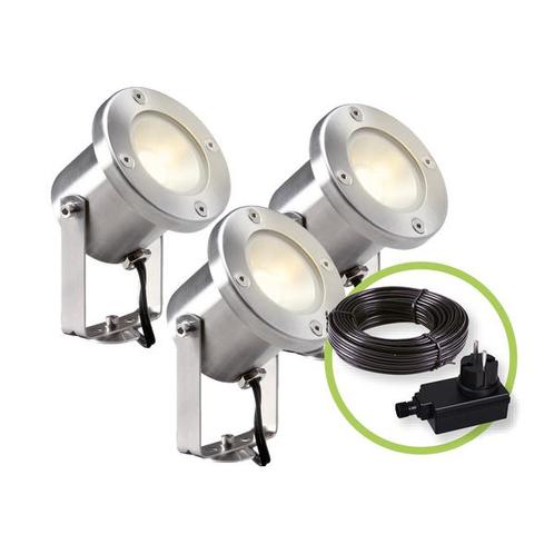 Tuinspot Catalpa set 3st | Zilvergrijs | 12V | Gar, Tuin en Terras, Buitenverlichting, Ophalen of Verzenden