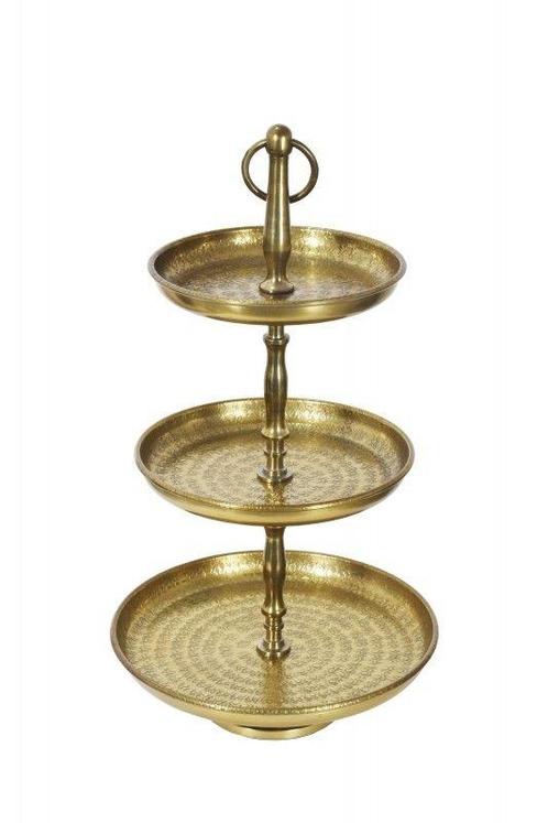 Design taartplateau ORIENT 47cm goud in wild hammer finish, Huis en Inrichting, Woonaccessoires | Vazen, Ophalen of Verzenden