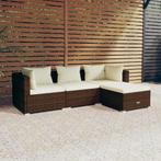 vidaXL 4-delige Loungeset met kussens poly rattan bruin, Verzenden, Nieuw, Rotan, Loungeset