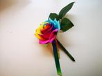 Regenboogcorsage luxe corsage zijde rainbow met blad en lint, Ophalen of Verzenden, Nieuw