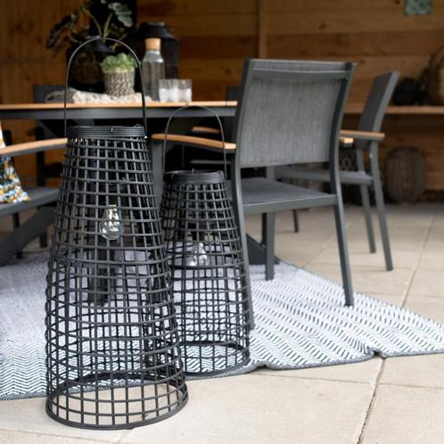 Lantaarn Anzu Zwart met LED - Set van Twee, Huis en Inrichting, Stoelen, Zwart, Nieuw, Ophalen of Verzenden
