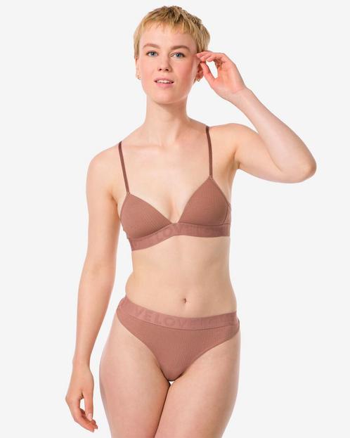 HEMA Damesstring katoen lichtbruin van €7.59 voor €4.55 sale, Kleding | Dames, Ondergoed en Lingerie, Verzenden