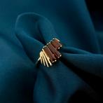 Gouden ring met granaat stenen | Art-Deco (vintage), Sieraden, Tassen en Uiterlijk, Ringen, 18 tot 19, Goud, Met edelsteen, Gebruikt