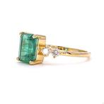 Statement ring - 14 karaat Geel goud - 1.73ct. tw. Smaragd -, Sieraden, Tassen en Uiterlijk, Antieke sieraden