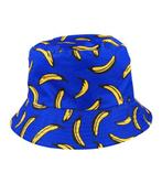 Bucket Hat Omkeerbaar Bananen Print Zwart Geel Blauw, Nieuw, Verzenden
