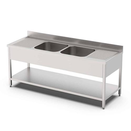 HCB Spoeltafel - dubbele spoelbakken midden - 200 cm - RVS, Zakelijke goederen, Horeca | Keukenapparatuur, Nieuw in verpakking