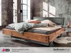 Prachtig houten balkenbed Genève - eiken - 140 t/m 200 breed, Bruin, Verzenden, Landelijk, robuust & uniek, 140 cm