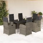 vidaXL 7-delige Tuinset met kussens poly rattan grijs, 6 zitplaatsen, Nieuw, Tuinset, Verzenden