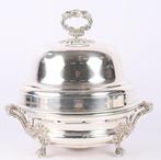 Schotel - Verzilverd - Chauffe-plat met zilverkleurig metaal, Antiek en Kunst