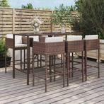 vidaXL 7-delige Tuinbarset met kussens poly rattan bruin, Verzenden, Nieuw, Rotan