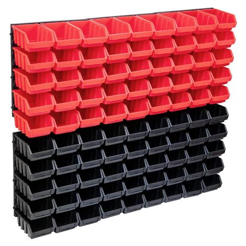 vidaXL 96-delige Opslagbakkenset met wandpanelen rood en, Doe-het-zelf en Verbouw, Gereedschapskisten, Nieuw, Verzenden