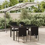 vidaXL 5-delige Tuinset met kussens poly rattan zwart, 4 zitplaatsen, Nieuw, Tuinset, Verzenden