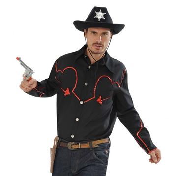 Country cowboy overhemd met rode glitters voor heren - Cow..