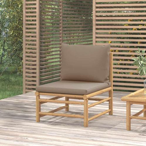 vidaXL Tuinmiddenbank met kussens bamboe taupe, Tuin en Terras, Tuinsets en Loungesets, Nieuw, Hout, Verzenden