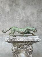 Beeld, NO RESERVE PRICE - Bronze Patinated Hunting Leopard -