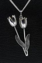 Zilveren Tulpen ketting hanger - duo, Nieuw, Verzenden