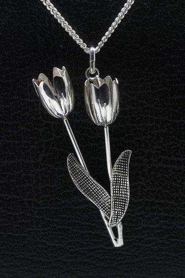 Zilveren Tulpen ketting hanger - duo, Sieraden, Tassen en Uiterlijk, Kettinghangers, Verzenden