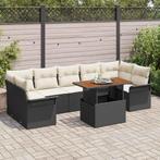 vidaXL Tuin Sofa Set met kussen 8 pcs Zwart en crème 100 x, Verzenden, Nieuw, Rotan