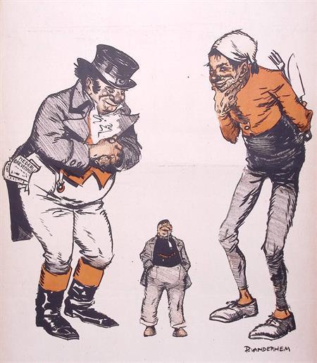 Spotprent over buitenlandse invloed op de Nederlandse per..., Antiek en Kunst, Kunst | Litho's en Zeefdrukken, Verzenden