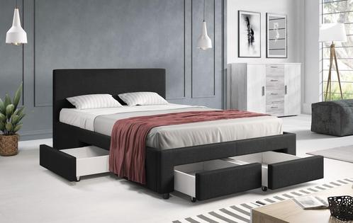 Tweepersoonsbed Suente - Zwart - 140x200 cm, Huis en Inrichting, Slaapkamer | Bedden, 140 cm, 200 cm, Tweepersoons, Nieuw, Verzenden