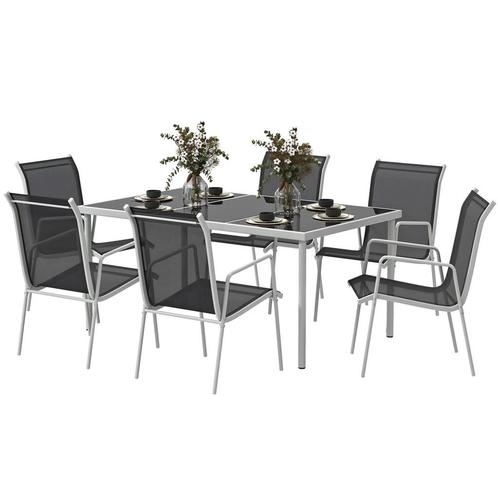 TRUUSK Zitgroep 7-delig Eetgroep Voor 6 Personen Eettafel Me, Tuin en Terras, Overige Tuin en Terras, Nieuw, Verzenden