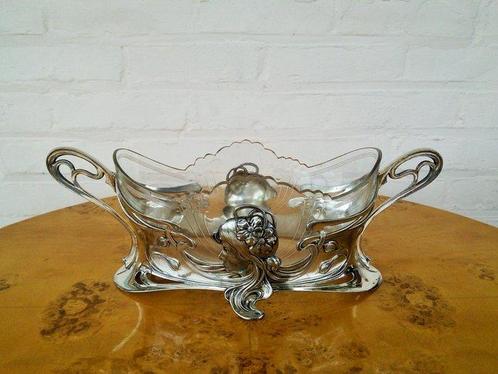 WMF / Geislingen - Jardinière - Glas, Verzilverd - L. 30 cm., Antiek en Kunst, Kunst | Designobjecten