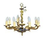 Plafondlamp - Acht Armen met Cherubijn - Brons, Messing