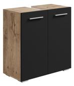 Wastafelkast Jupiter 60 x 30 x 60 cm Kastanje Eiken / Zwart, Huis en Inrichting, Badkamer | Badkamermeubels, Verzenden, Nieuw