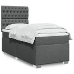 vidaXL Boxspring met matras stof donkergrijs 90x200 cm, Huis en Inrichting, Slaapkamer | Bedden, 90 cm, Eenpersoons, Verzenden
