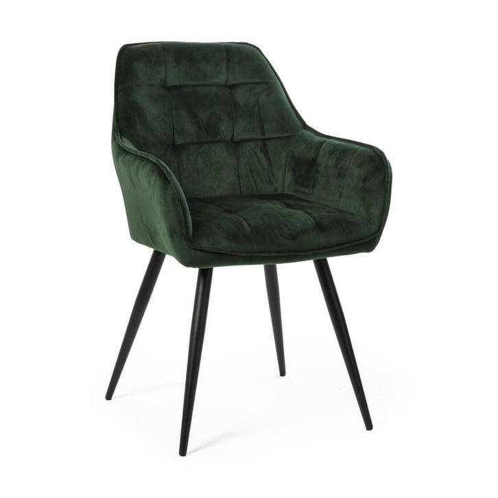 Eetkamerstoel velvet met armleuning - groen - 87x56.5x43 cm, Huis en Inrichting, Stoelen, Verzenden