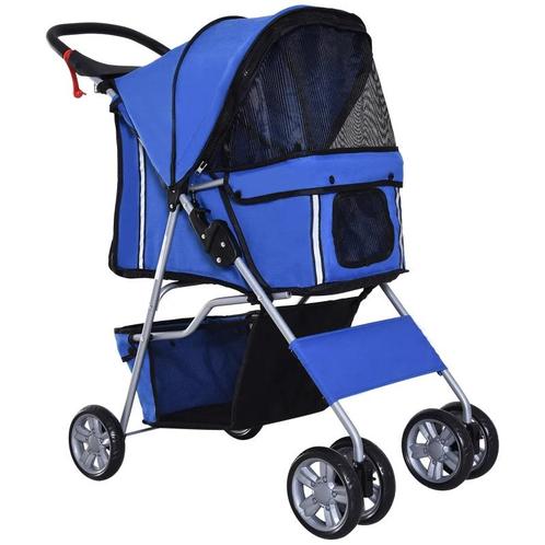 TRUUSK Opvouwbare Hondenbuggy Met Bekerhouder Zonnekap Blauw, Dieren en Toebehoren, Honden-accessoires, Nieuw, Verzenden