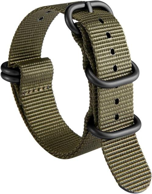 DrPhone Nylon Flex Strap - Nylon Horlogeband - 18mm - Zwarte, Sieraden, Tassen en Uiterlijk, Smartwatches, Verzenden