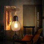 Retro Industriële Wandlamp Hout en IJzer Vintage, Verzenden, Nieuw