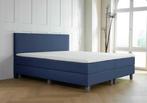 ACTIE! Boxspring Turijn 140 200 Blauw, Nieuw, 140 cm, Twijfelaar, 200 cm