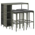 vidaXL 5-delige Tuinbarset met kussens poly rattan grijs, Tuin en Terras, Tuinsets en Loungesets, Verzenden, Nieuw, Rotan