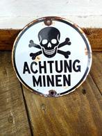 Emaille bord - Pas op mijnen! - Emaille