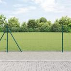 vidaXL Gelaste Draadhek met 7 Flenshekpalen Groen 0.8x10 m, Verzenden, Nieuw, IJzer