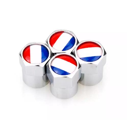 TT-products ventieldoppen aluminium Franse vlag zilver 4, Auto diversen, Auto-accessoires, Ophalen of Verzenden